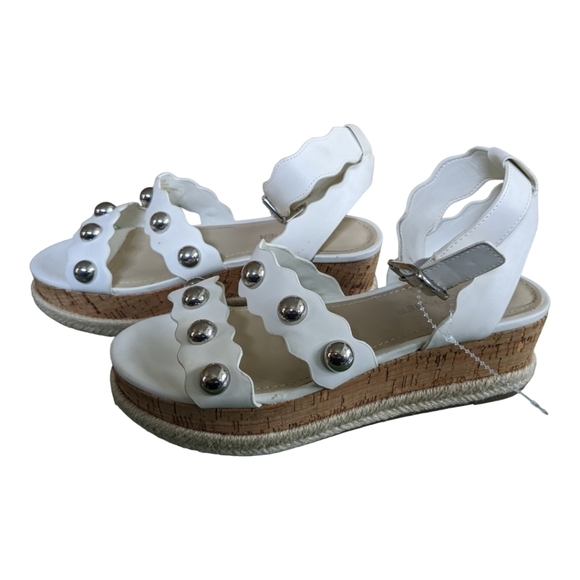 Marc Fisher Multi-Strap Studded Cork Espadrille Wedge Sandal, 6.5,GUC - Picture 6 of 9